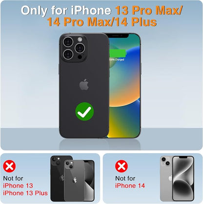 BOPPS for iPhone 13 Pro Max/14 Pro Max/14 Plus with Stand,Ultra Slim 8500 Portable Rechargeable Strong Protective Extended Case Cover for iPhone 14 pro max,13 pro max ，Black