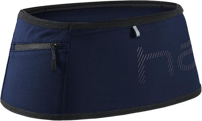 Haimont Trail Running Belt With Phone Pockets for Men, Reflective Women Slim Run Fanny Pack with Phone Holder for Hiking Jogging Exercise, Dark Blue, M