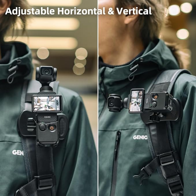 Osmo Pocket 3 Backpack Strap Clip Mount, 360° Rotation Backpack Quick Clip Clamp Mount with Extended Border, Bag Belt Shoulder Strap Clip Holder Compatible with DJI Osmo Pocket 3