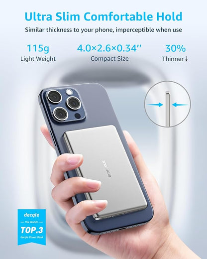 Power Bank for MagSafe 5000mAh for iPhone Charging Sliver