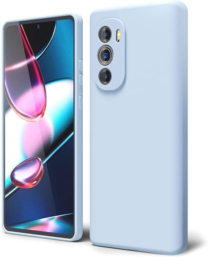 oakxco for Moto Edge Plus 2022/Edge Plus 5G UW 2022 Phone Case Liquid Silicone, Soft Rubber TPU Plain Smooth Gel Cover for Women Girl, Matte Solid Protective & Shockproof, Aqua Sky Baby Light Blue