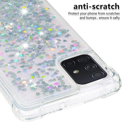 Liquid Phone Case für Galaxy A71 Glitter, Women Girls Bumper Case Bling Waterfall Liquid Case Resistant Silicone Back Case Glitter Protective Cover Shockproof Compatible with Samsung Galaxy A71