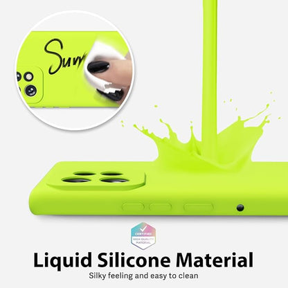 oakxco for Motorola Moto Edge Plus 2023 Case Silicone, Thin Slim Grip Soft Rubber Gel Protective Phone Case for Women, Matte Plain Bright Color Aesthetic Girly Case with Camera Cover, Neon Green Lime