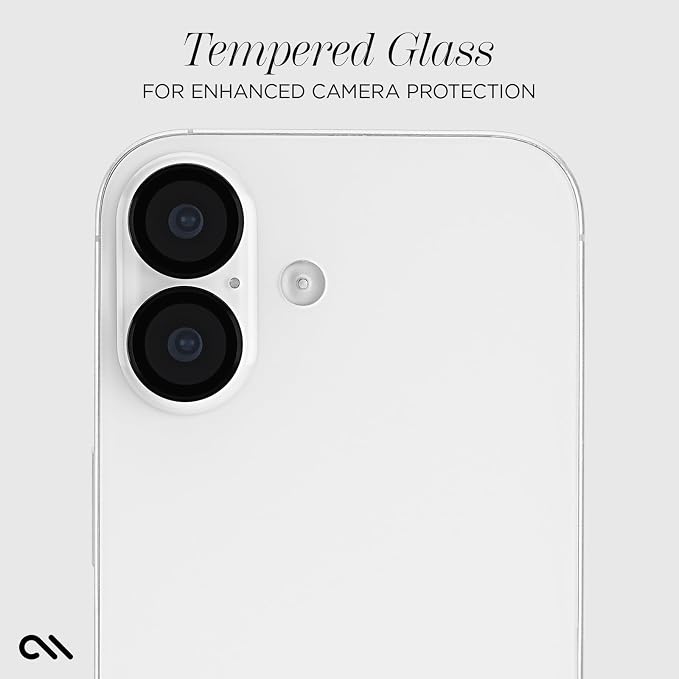 Case-Mate Camera Lens Protector with Aluminum Black Rings for iPhone 17 - Double Tempered Glass, Anti-Scratch - Ultra HD View with Night Shooting, Case Friendly, Easy Install