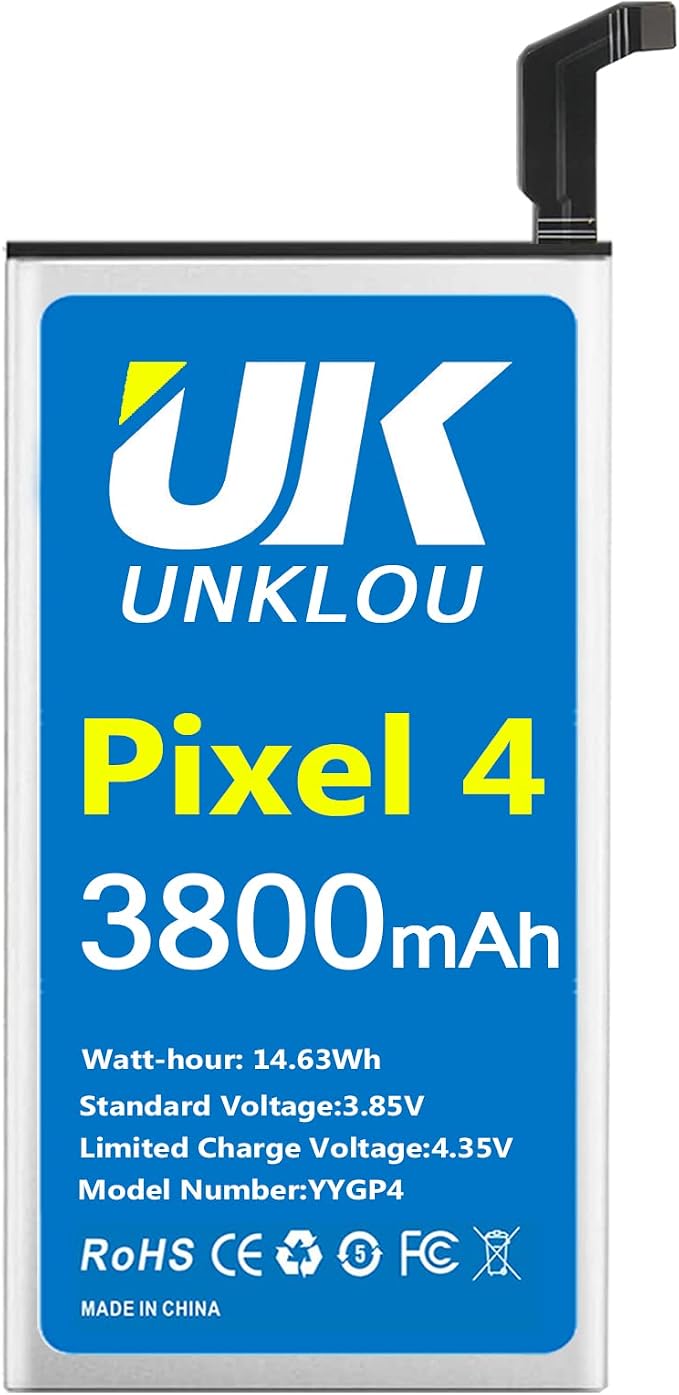 Pixel 4 Battery, [Upgraded] UNKLOU 3800mAh Li-Polymer Replacement Battery for Pixel 4 G020I-B with Repair Replacement Tool Kit [12 Month Service]
