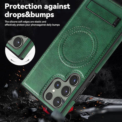 Case for Samsung Galaxy S25 Ultra/S25 Plus/S25,Magnetic Wireless Charging Phone Case with Fold Kickstand Slim Leather Cover (Plus,S25PLUS)