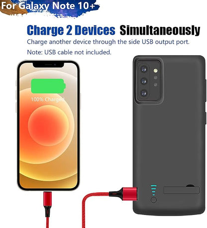Sitong Battery Case for Samsung Galaxy Note 10+ Plus 5G, 6000mAh Rechargeable Extended Battery Charging Charger Case, Add 100% Extra Juice Black