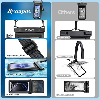 [Up to 8.5''] Waterproof Phone Pouch Floating 2 Pack, IPX8 Double Space Waterproof Phone Case with Lanyard for iPhone 17 16 15 Pro Max, Galaxy S26 Ultra, Cellphone Dry Bag Beach Cruise Ship Essentials