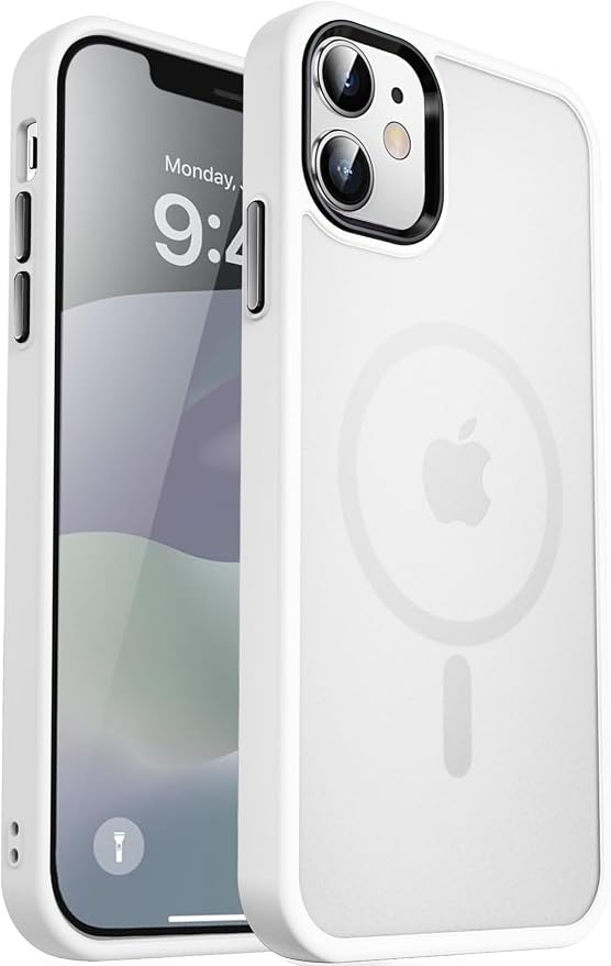 MOCCA Strong Magnetic for iPhone 12 Case/iPhone 12 Pro Case, [Compatible with Magsafe][Mil-Grade Drop Protection] Slim Shockproof Translucent Protective Phone Case for iPhone 12/12 Pro, Frosted White