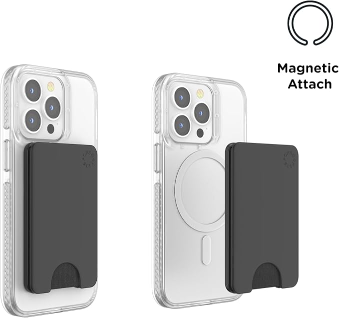 PopSockets Phone Wallet for MagSafe, Phone Card Holder without Grip, Black - Black