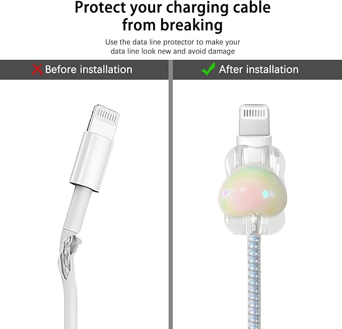 Lovmooful Compatible for iPhone 18W/20W USB-C Charger Cover Clear Lovely 3D Love Heart Pearl Waves Design Soft Charger Protector Cute Cable Case Saver Protector for Girls Women-Crystal Heart