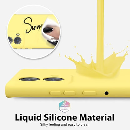 oakxco for Motorola Moto Edge 2024 Phone Case Liquid Silicone, Thin Slim Soft Rubber Gel TPU Plain Protective Simple Cover for Women Girl Cute, Matte Solid Color Aesthetic, Yellow