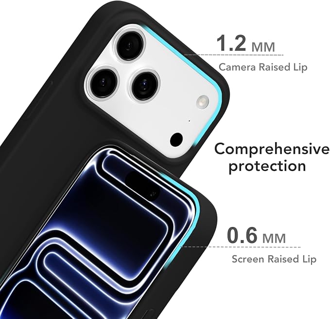 for iPhone 17 Pro Case Silicone Compatible with Magsafe Case, Ultra Slim Thin Magnetic Phone Cases Mag Safe, Cute Soft Rubber Gel TPU Matte Plain Wireless Charging Cover for Women, Black