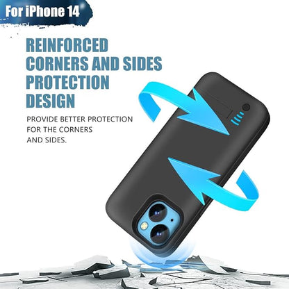 Battery Case for iPhone 14, 5000mAh Rechargeable Extended Battery Charging/Charger Case, Add 100% Extra Juice (6.1 Inches) Black