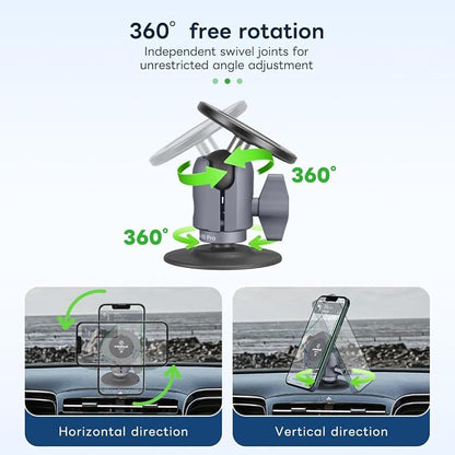 FANAUE SC-03T Magnetic Car Mount Compatible with RAM Mounts B Size 1" Ball Head and Motorcycle Phone Mount, Magnetic Car Phone Holder Can Install on Car Accessories Dashboard for 4.7-7.5" Smartphone.