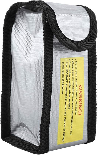 Fireproof High Temperature Battery Protective Bag Explosionproof for Charging Traveling Storage Fiberglass Black 6.5*5*12.5cm