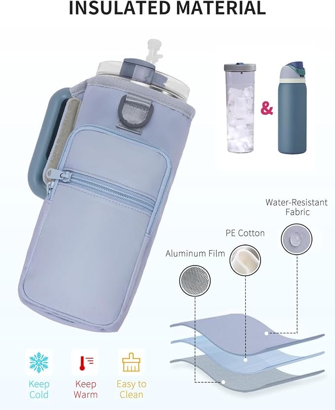 sportsnew Magnetic Gym Bag for Women Men, Water Bottle Carrier Holder with Strap & Phone Pockets for 40oz Tumbler with Handle, 4 Built-in Magnets Small Gym Bag for Sports, Workout, Fitness, Walking