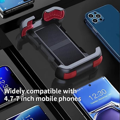 Bike Phone Holder Motorcycle & Bicycle Handlebar Mount, 360 Rotatable, Secure Clamp, Fits Thick Smartphones 4.7"-7" (Black+Red)