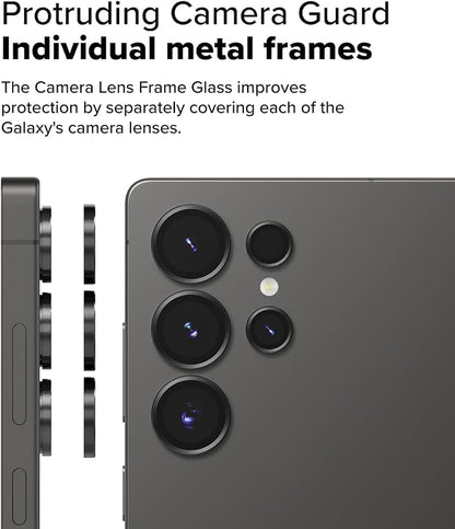 Ringke Camera Lens Frame Glass [Individual Lens Covers] Compatible with Samsung Galaxy S25 Ultra Camera Lens Protector, Tempered Glass Covers and Aluminum Alloy Frames - 2 Pack