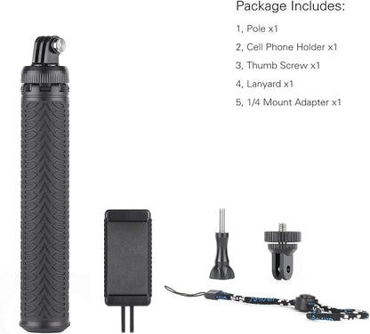 SOONSUN 3in1 Aluminum Waterproof Selfie Stick for GoPro Hero 13 12 11 10 9 8 7 6 5 4, Fusion, Max, Session, Insta360, AKASO, SJCAM, Osmo Action Camera - Extenbale Monopod Pole, Hand Grip, Tripod Stand