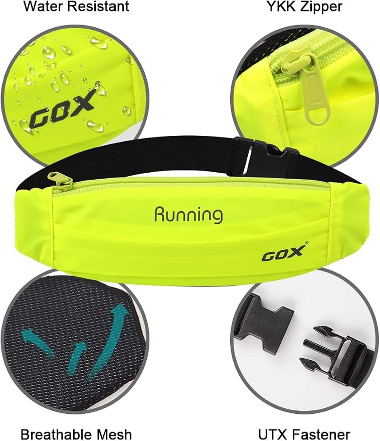 GOX Running Belt Small Waist Packs Slim Fanny Pack for Women Lightweight Waterproof Hip Pack Money Safe Bag in Pants Phone Holder Ultra Running Pouch (green)