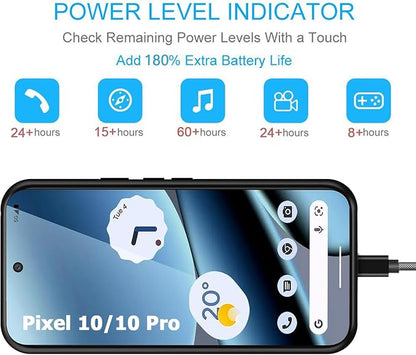 Battery Case for Google Pixel 10/10 Pro,10000mAh Portable Protective Charging Case with Wireless Charging Compatible for Google Pixel 10/10 Pro (6.3inch) Battery Pack Charger Case with Carplay (Black)