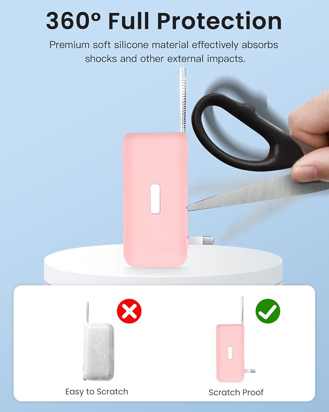 Silicone Case for TORRAS EasyGo 3-in-1 Portable Charger Power Bank,Full-Body Protective Cover for TORRAS Power Bank PB17,Precise Port Cutouts (Case Only) Pink