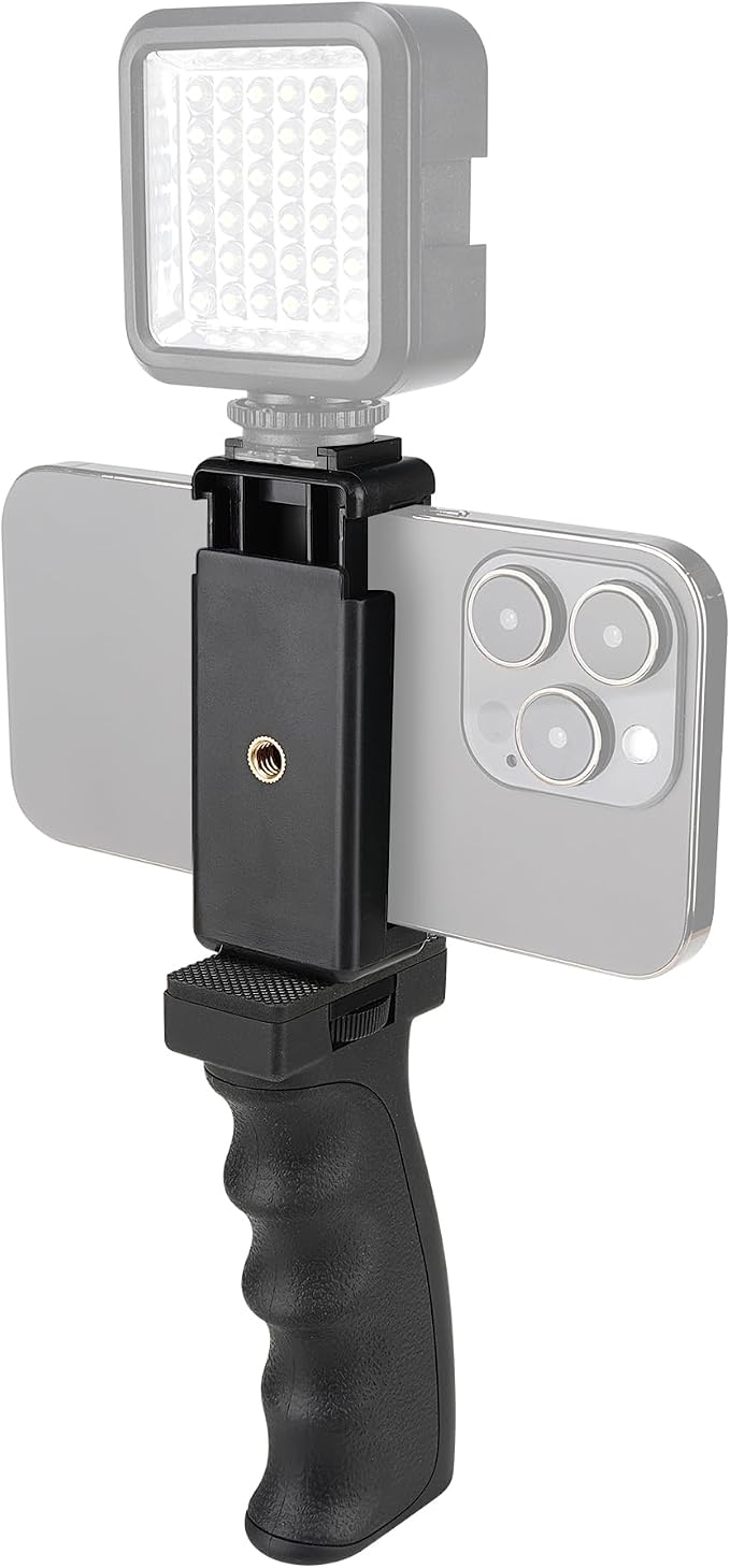 Universal Ergonomic Anti-Fall Mobile Phone Smartphone Handle Stabilizer Mount Rig Portable Selfie Stick Tripod Handheld Vlogging Monopod for 60-85mm Wide iPhone Samsung Android