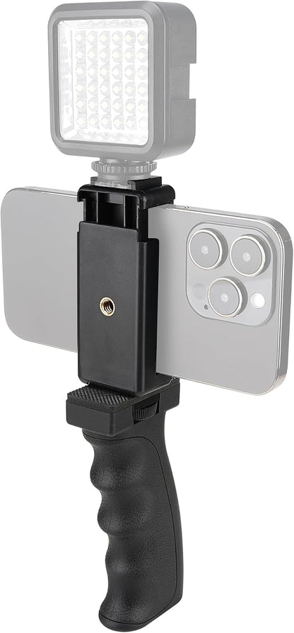 Universal Ergonomic Anti-Fall Mobile Phone Smartphone Handle Stabilizer Mount Rig Portable Selfie Stick Tripod Handheld Vlogging Monopod for 60-85mm Wide iPhone Samsung Android