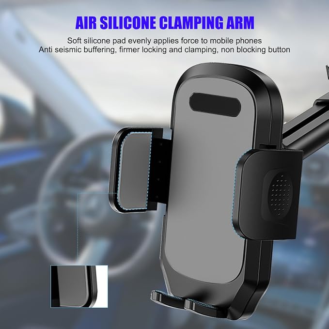 HZEL Car Dash Mount Phone Holder, 360° Adjustable Strong Suction Cup Vehicle Windshield Mobile Phone Mount, Hands Free Automotive Cellphone Stand, Suitable for 1.97-4.33" Smartphone (Grey)