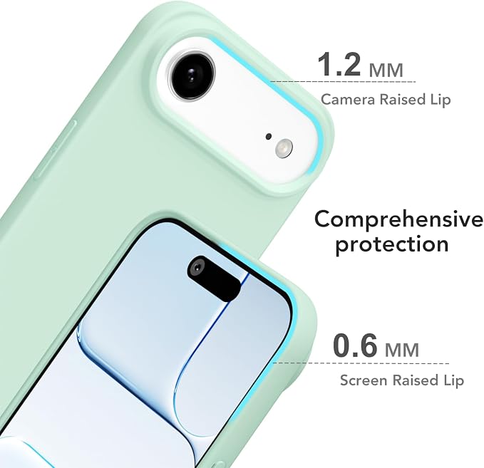 for iPhone 17 Air Case Silicone Compatible with Magsafe Case, Ultra Slim Thin Magnetic Phone Cases Mag Safe, Cute Soft Rubber Gel TPU Matte Plain Wireless Charging Cover for Women, Mint Green