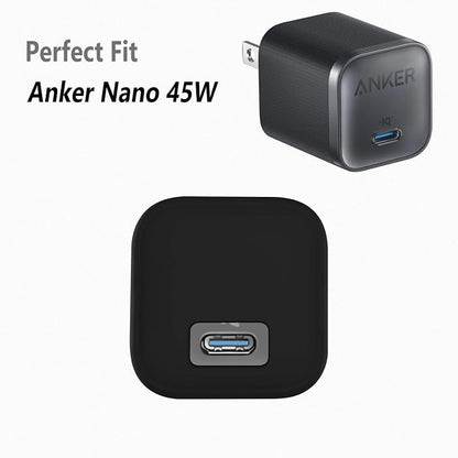 Geiomoo Soft Silicone Case for Anker Nano 45W Charger, Flexible Scratch Resistant Cover (Black)