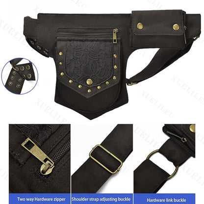 Cotton Waist Pack Fanny Bag for Women Outdoor Travel Sports Running Walking Hiking Hip Bum Belt Slim Cell Phone Purse Casual Waist Wallet Pouch 4/black