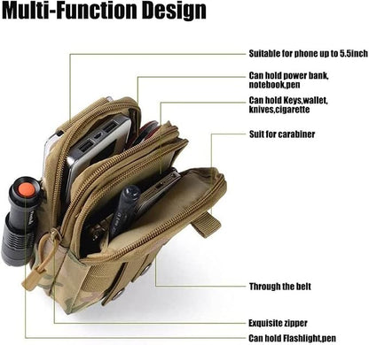 Tactical Phone Pouch, Cell Phone Holster Pouch, Multipurpose EDC Belt Bag, Belt Purse with Cell Phone Holster Holder for Workout Hiking Camping Outdoor Tear