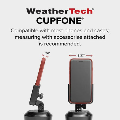 WeatherTech CupFone, Universal Cup Holder Phone Mount for Cars – Adjustable & Secure Fit with Open Access for Charging – Compatible with iPhone, Android - Plastic Knobs, Black