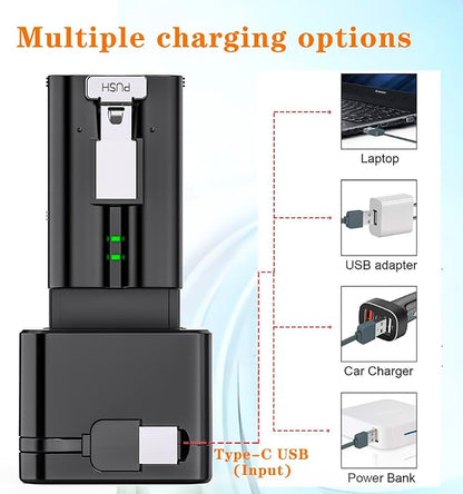 Upgraded,2Pack 3.65V 6040mAh Replacement Battery with Charger Station,LED Digital Display,for Ring Doorbell Camera 2/3/4,3Plus,Spotlight/Stick Up Cam and Others,
