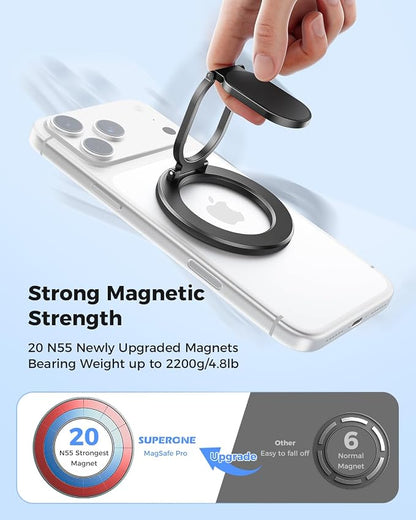 SUPERONE [2026 Upgraded] Magnetic Phone Ring Holder for MagSafe, Dual-Sided Removable Magnetic Phone Grip with Kickstand, Super Magnet Ring for iPhone 17/16/15/14/13/12 MagSafe Accessories, Androids
