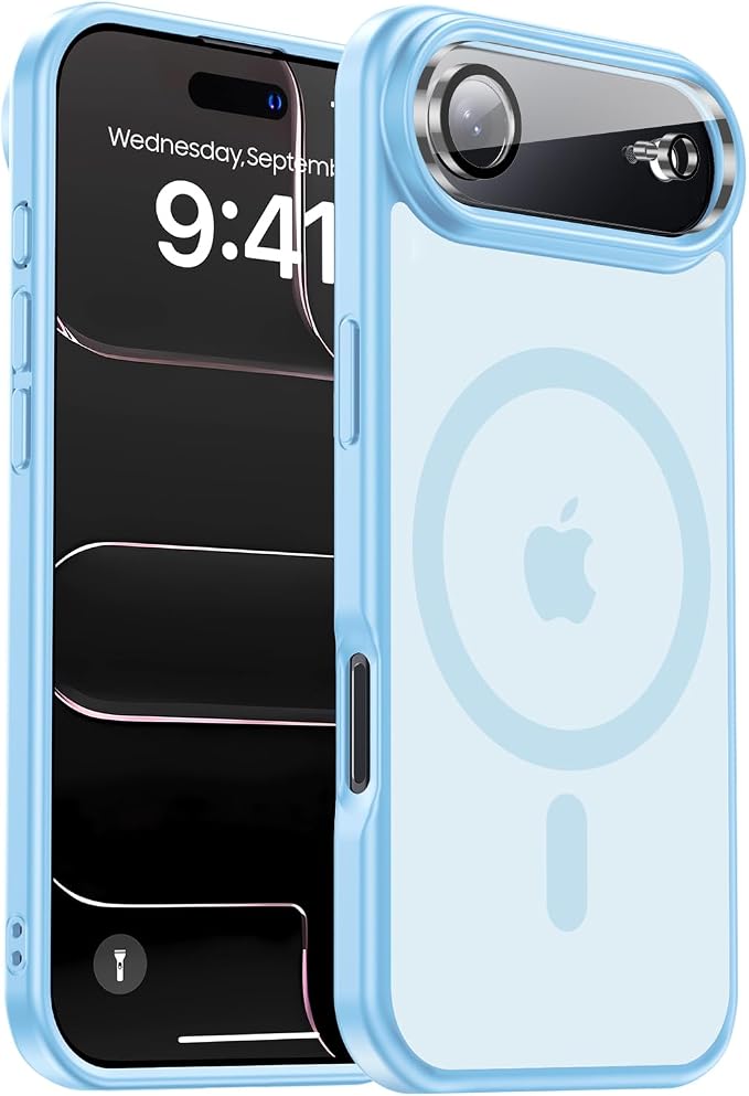 Magnetic for iPhone Air case, with Camera Lens Protector [10Ft Military-Grade Protection] Compatible with fit MagSafe Slim case for iPhone 17 Air 6.5 inch, Light Blue