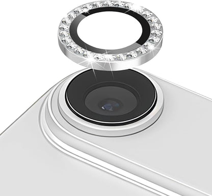 ShinKin Camera Lens Protector for iPhone Air (6.5 inches), Glitter Camera Cover, 9H Tempered Glass Individual Metal Ring Camera Protector for iPhone 17 Air (Diamond - Silver)