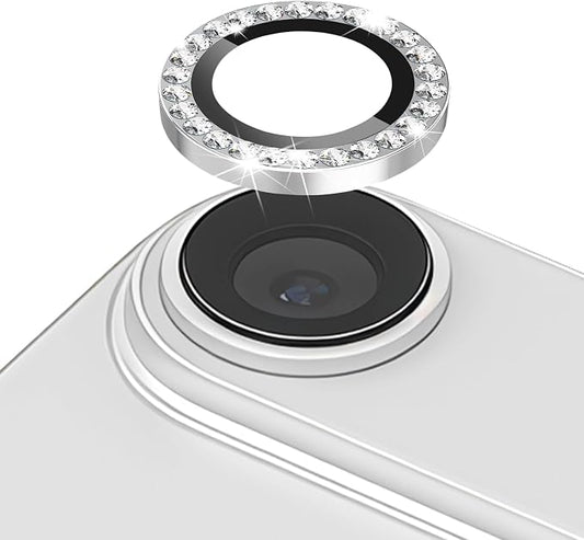 ShinKin Camera Lens Protector for iPhone Air (6.5 inches), Glitter Camera Cover, 9H Tempered Glass Individual Metal Ring Camera Protector for iPhone 17 Air (Diamond - Silver)