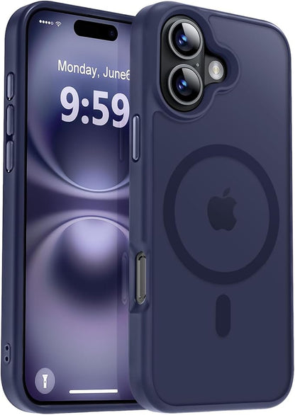 MOCCA Strong Magnetic for iPhone 16 Case, [Compatible with Magsafe][16FT Mil-Grade Drop Protection] Slim Thin Translucent Matte Protective Cover Case for iPhone 16 Phone Case 6.1", Deep Blue