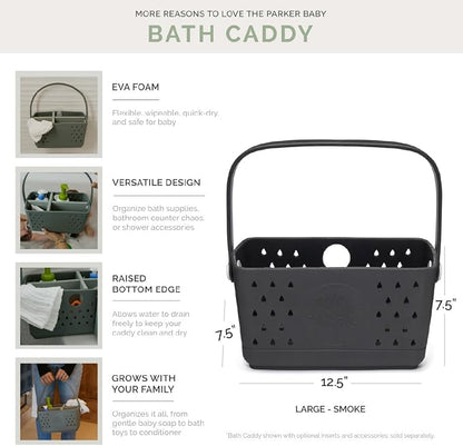 Parker Baby Large Bath Caddy | BPA Free & Food Grade Shower Caddy Organizer for Toys & Supplies | Quick-Dry, Sturdy & Perfect Size Shower Basket w/Handle in Neutral Colors