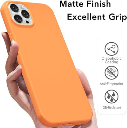 for iPhone 12/12 Pro Case Silicone Compatible with Magsafe Case, Ultra Slim Thin Magnetic Phone Cases Mag Safe, Cute Soft Rubber Gel Matte Plain Wireless Charging Cover for Women, Neon Orange