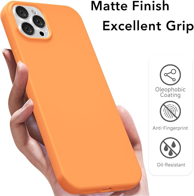 for iPhone 12 Pro Max Case Silicone Compatible with Magsafe Case, Ultra Slim Thin Magnetic Phone Cases Mag Safe, Cute Soft Rubber Gel Matte Plain Wireless Charging Cover for Women, Neon Orange