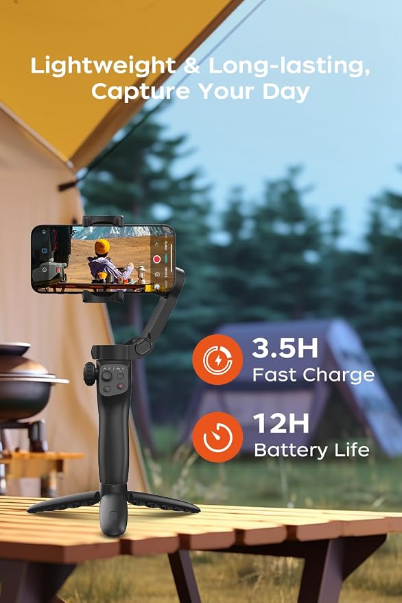 FUNSNAP CM8 Gimbal Stabilizer for iPhone Android, 3-Axis Phone Gimbal with Remote Control Portable Foldable, Phone Stabilizer for Video Recording for Tiktok YouTube Vlog