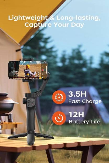 FUNSNAP CM8 Gimbal Stabilizer for iPhone Android, 3-Axis Phone Gimbal with Remote Control Portable Foldable, Phone Stabilizer for Video Recording for Tiktok YouTube Vlog