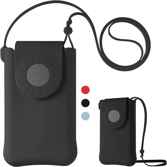 Bone Crossbody Phone Bubble Bag 1, Cell Phone Purse with Shock-Absorbing Design & Magnetic Closure, Adjustable Silicone Shoulder Lanyard Strap (Black)