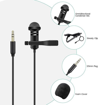 2 Pack Lavalier Microphone Compatible with DJI Mic 2 & Rode Wireless Pro/Wireless GO 2 / II Transmitters - Omnidirectional Lav Lapel Wearable Mic for Vlog Interview Streaming Lectures Broadcasters