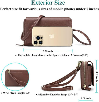 Peacocktion Crossbody Bags for Women RFID Wristlet Wallets Travel Vegan Leather Small Clutch Purses with Phone Pocket Zipper