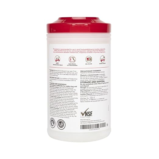 PDI - Professional Disposables, Intl.-P66784 Sani-Wipe Non-Rinse Food Contact Hard-Surface Sanitizing Wipe, 7.75" x 5", 175/can
